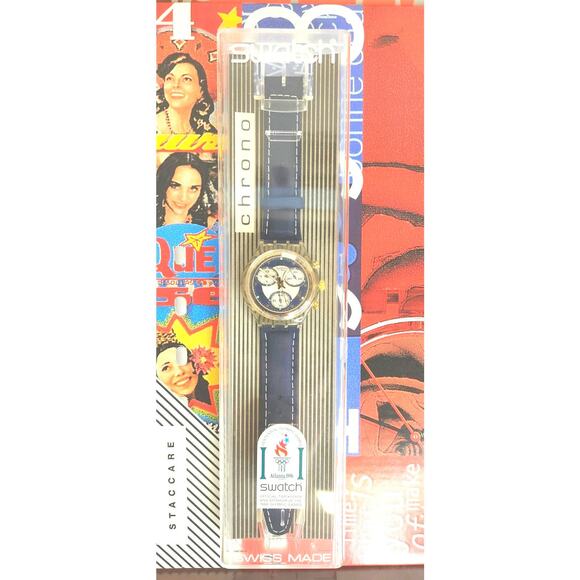 Swatch watch BLUE HORIZON SCK108 1995 Chrono New Old Stock - Picture 3 of 8